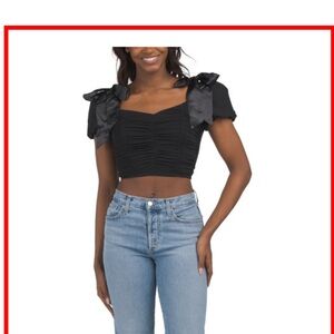 Elegant Black Ruched Women's Top
